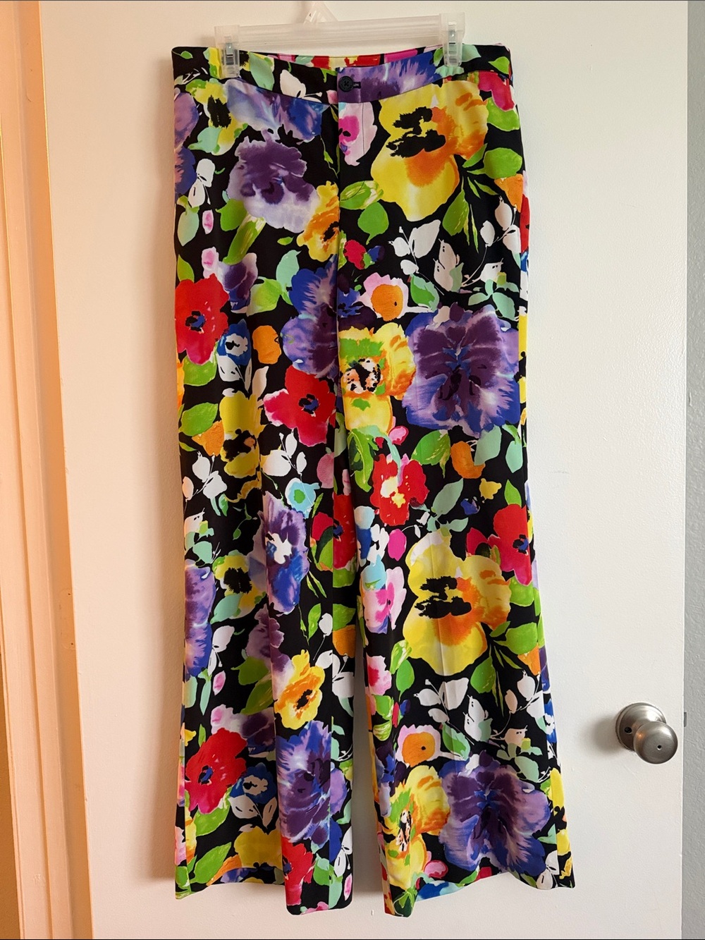 Lauren Ralph Lauren Black Wide-Leg Floral Print Pants